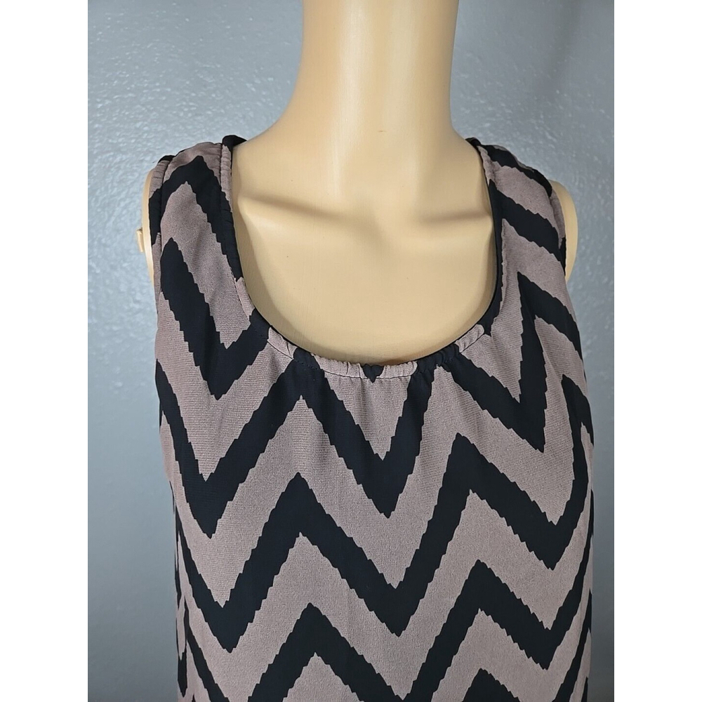 Espresso Women's Brown and Black Chevron Sleeveless Dress Size XL - Picture 2 of 5